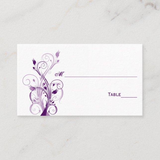 Cartes de place florales violettes, Lilac et blanc (Devant)