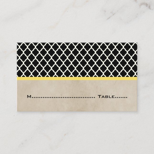 Cartes de place Jaune Chic Quatrefoil (Devant)