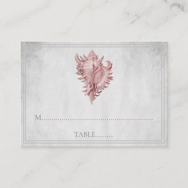 Cartes de place Mariage Coquille de conque rose (Devant)