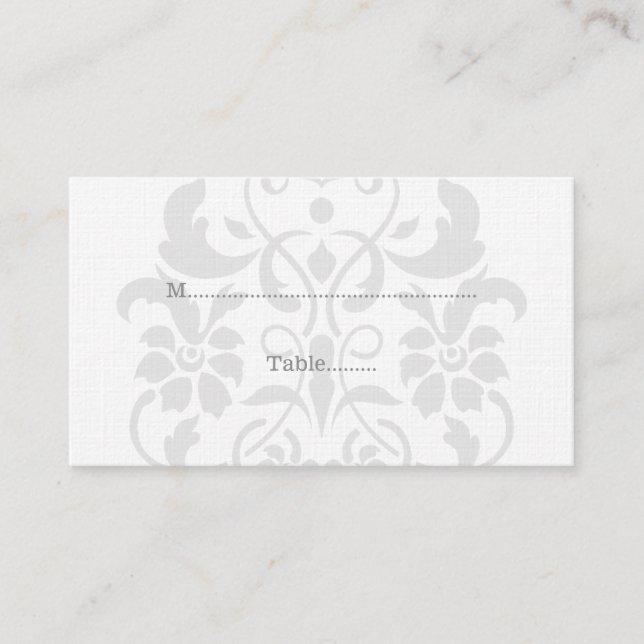 Cartes de Place Mariage damassé Gris Subtil (Devant)