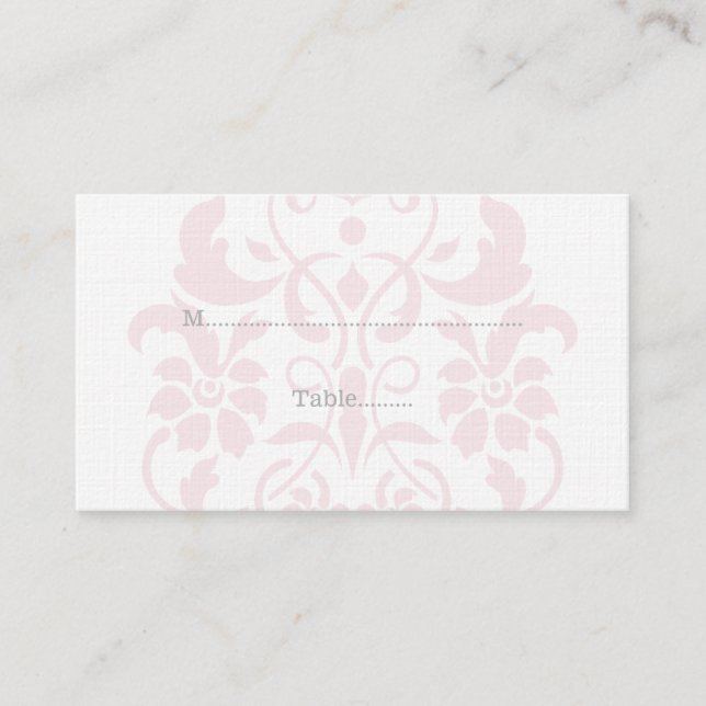 Cartes de Place Mariage damassé Rose Subtil (Devant)