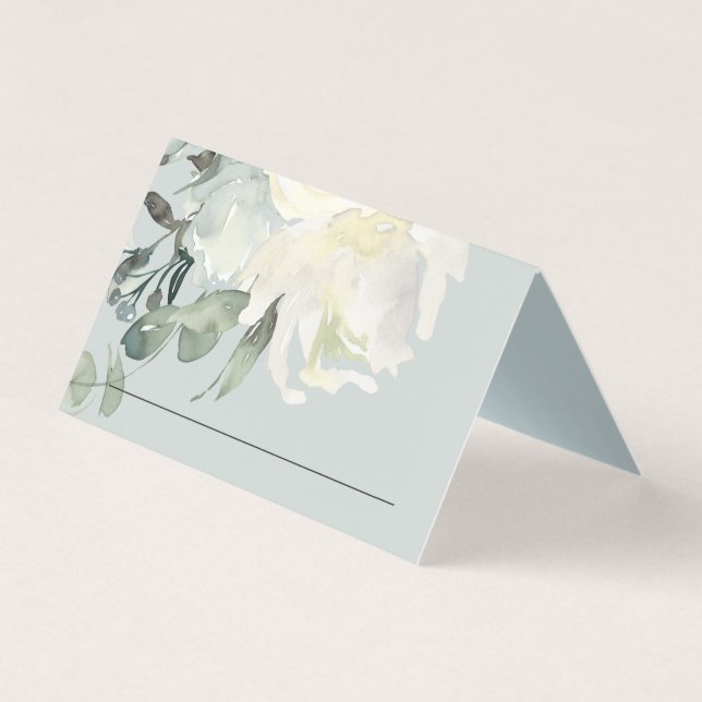 CARTES DE PLACE MARIAGE FLORAL BLANC EN IVOIRE GRI (Front)