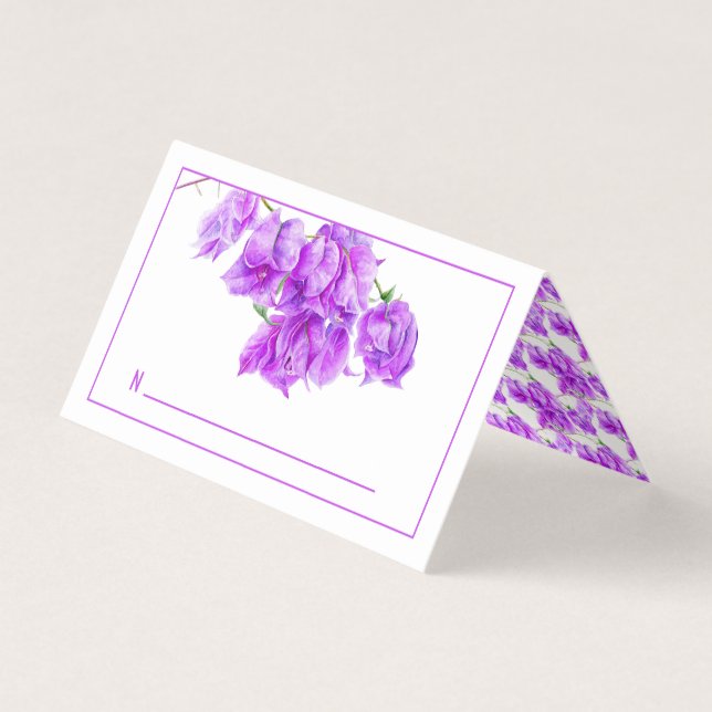 Cartes de place mariage pourpre de Bougainvillea (Front)