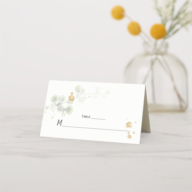 Cartes de place Meadow Green et Gold Botanical (Devant)