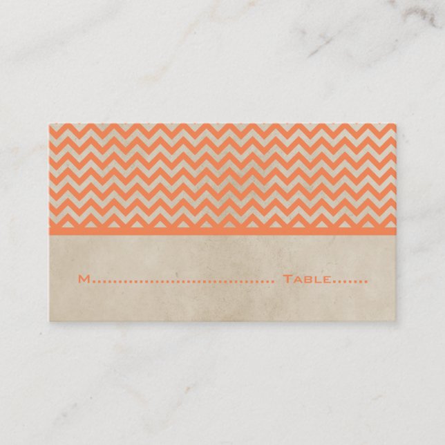 Cartes de Place Orange Chic Chevron (Devant)