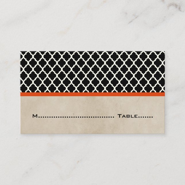 Cartes de Place Orange Chic Quatrefoil (Devant)