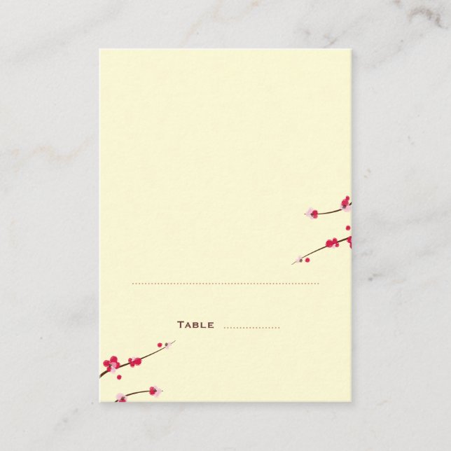 Cartes de place pliées en fleurs de cerisier (Devant)