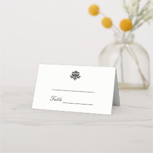 Cartes de Place Pliées Mariage damassé Élégantes
