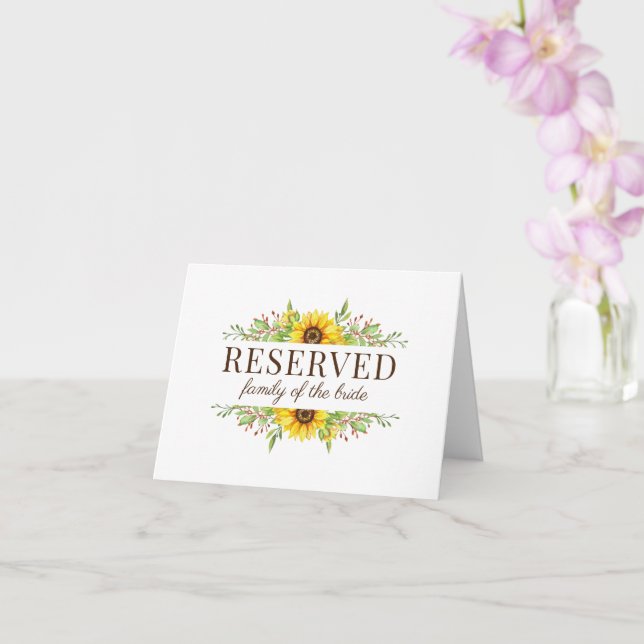 Cartes de place réservées mariage Sunflowers (Orchidée)