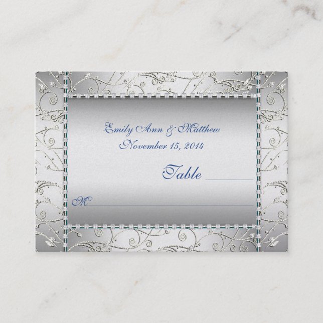 Cartes de place Royal Blue et Silver Swirl (Devant)