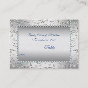 Cartes de place Royal Blue et Silver Swirl