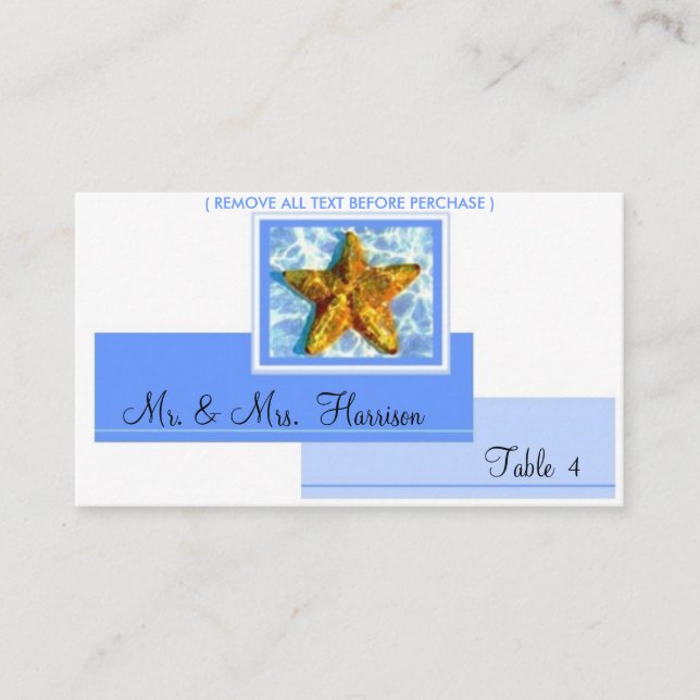 Cartes de place Starfish (Devant)