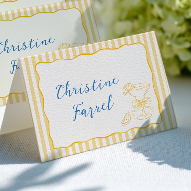 Cartes de Placement à Rayures Jaunes Thème Citron (Créateur téléchargé)