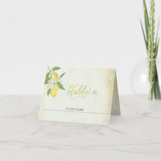 Cartes de placement à thème citron aquarelle indiv (Devant)