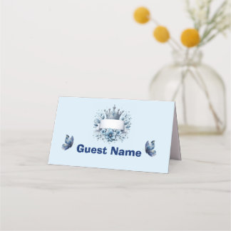 Cartes de placement Baby Shower Prince Bleu Argent