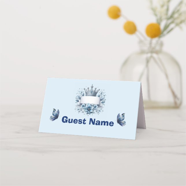 Cartes de placement Baby Shower Prince Bleu Argent (Devant)