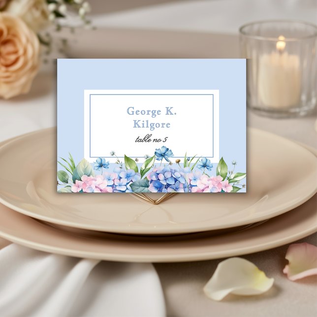 Cartes de placement de mariage à fleurs bleues élé (Créateur téléchargé)