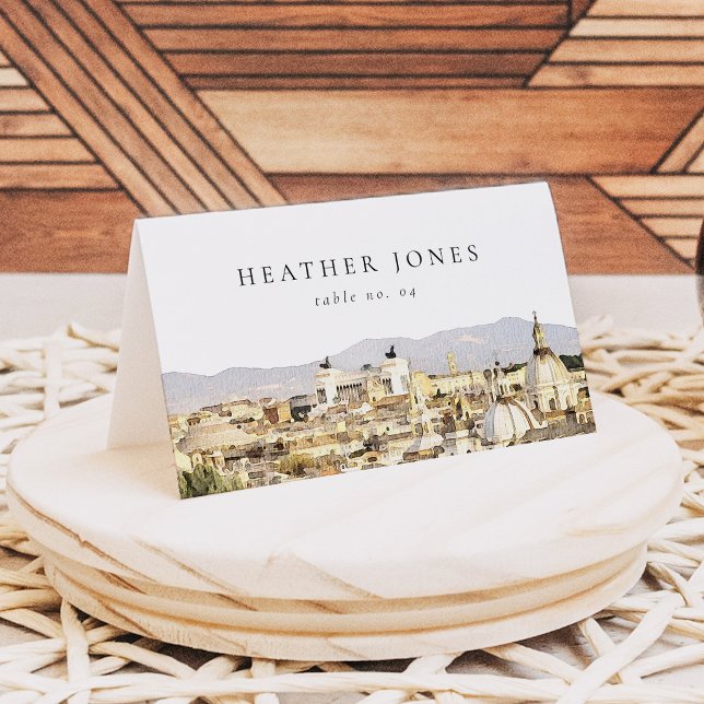 Cartes de placement de mariage à Rome Italie (Rome, Italy Skyline Destination Themed Wedding Place Cards)
