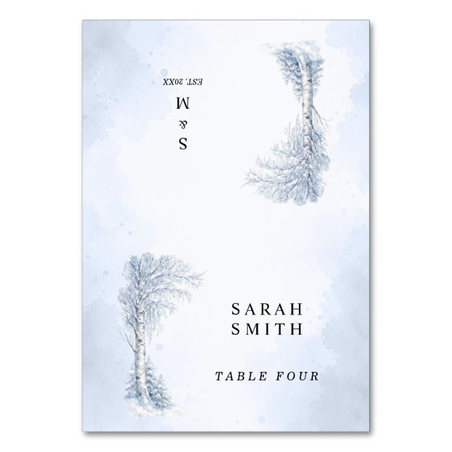 Cartes de placement de mariage Arbre birch gelé (Par défaut)