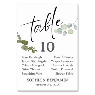 Cartes de placement de mariage au eucalyptus aquar