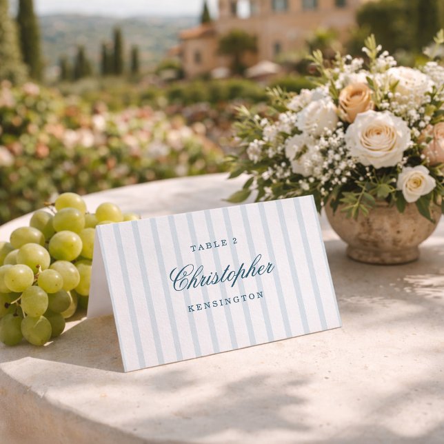 Cartes de placement de mariage élégantes à rayures (Créateur téléchargé)
