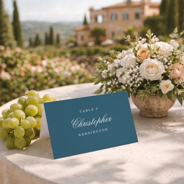 Cartes de placement de mariage élégantes bleu mari (Créateur téléchargé)