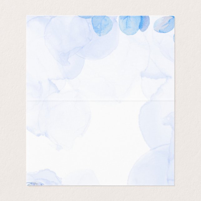 Cartes de Placement de Mariage Fleuries Bleu Pouss (Inside Unfolded)