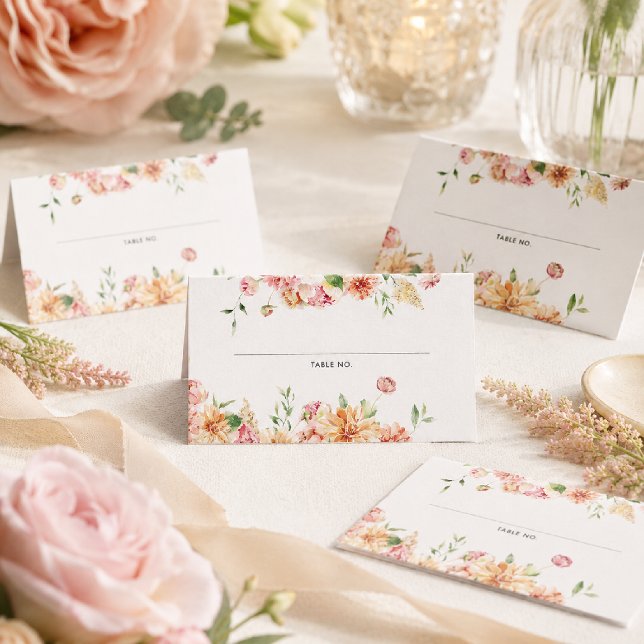Cartes de placement de mariage florales Afterglow  (Créateur téléchargé)