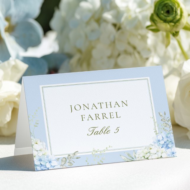 Cartes de placement de mariage florales bleues élé (Créateur téléchargé)