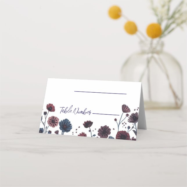 Cartes de placement de mariage florales bordeaux e (Devant)