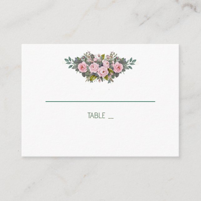 Cartes de placement de mariage florales rose (Devant)