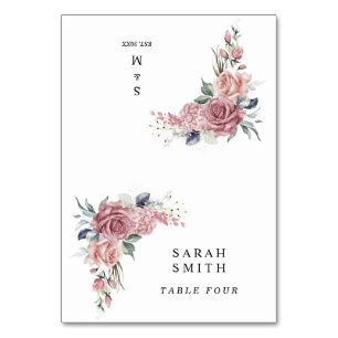 Cartes de placement de mariage florales rose pouss