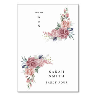 Cartes de placement de mariage florales rose pouss