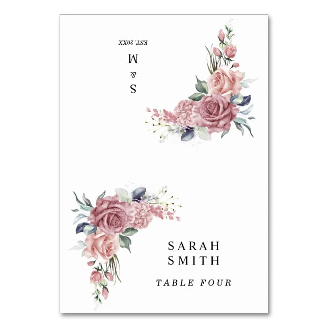 Cartes de placement de mariage florales rose pouss (Par défaut)