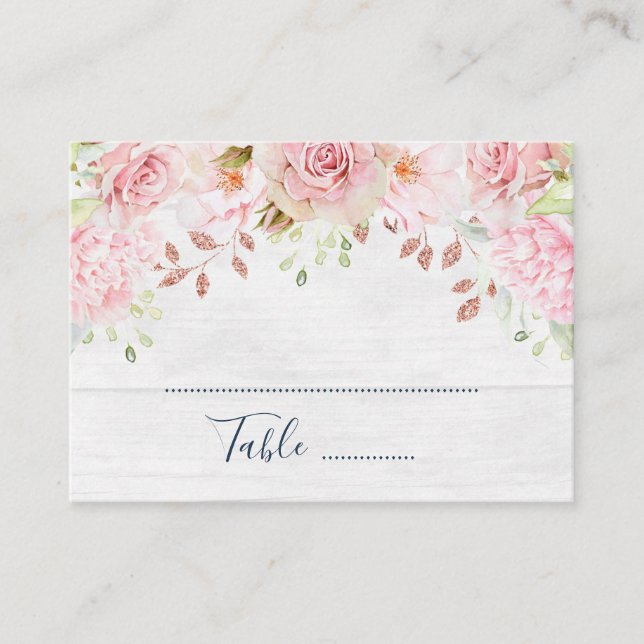Cartes de placement de mariage florales roses de p (Devant)