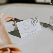 Cartes de placement de mariage florales vert sauge