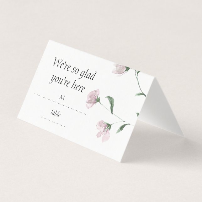 Cartes de placement de mariage pliées florales blu (Front)