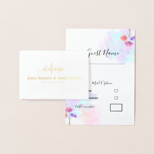 Cartes de placement de mariage rose pastel bleu (Affichage)