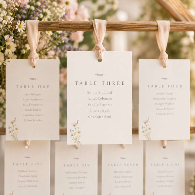 Cartes de placement de mariage suspendues avec fle (Wildflowers Hanging Wedding Escort Seating Cards)