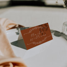 Cartes de placement de mariage Terracotta Brûlé Or