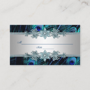 Cartes de placement de sièges Paon Bleu Royal