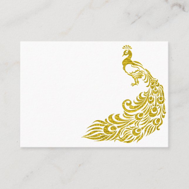 Cartes de placement de table blanche Peacock or (Devant)