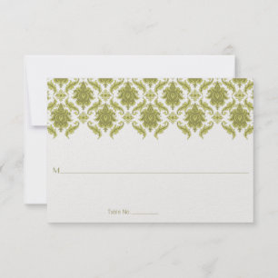 Cartes de placement de table de mariage en damassé