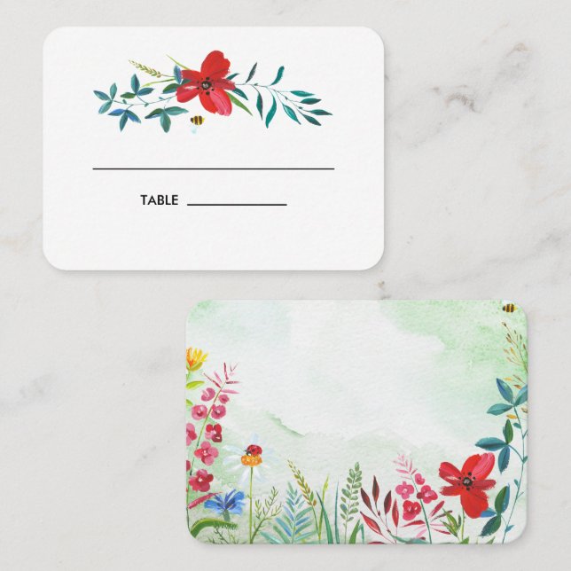Cartes de Placement de Table de Mariage Fleurs Sau (Devant / Derrière)
