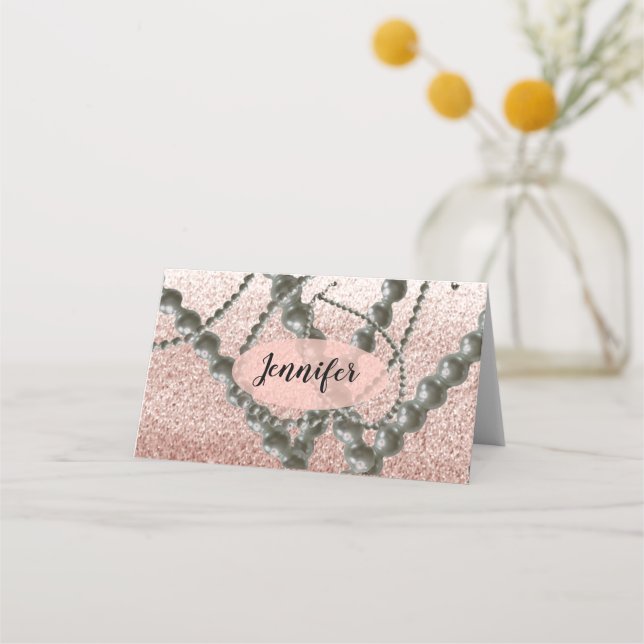 Cartes de placement Faux Paillettes Perles et Or R (Devant)