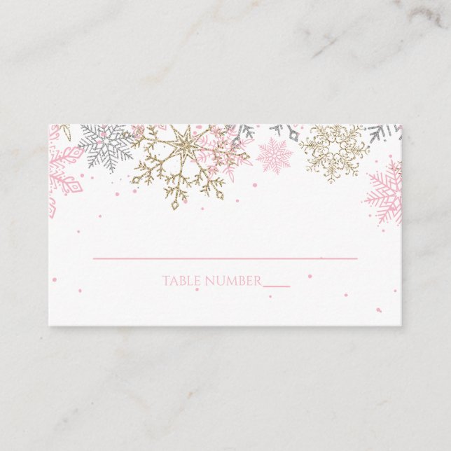 Cartes de placement Flocon de neige Paillettes Ros (Devant)