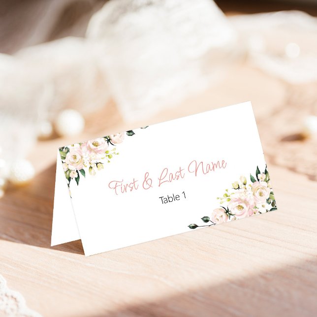 Cartes de placement Floral Blush Pliées (Créateur téléchargé)