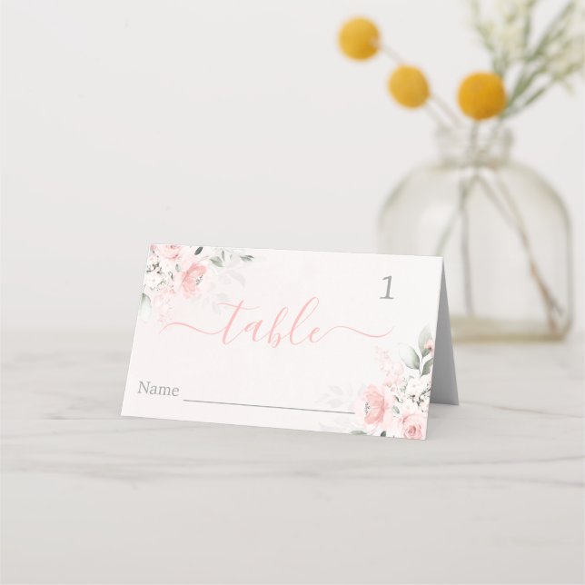 Cartes de placement florales rose tendre (Devant)