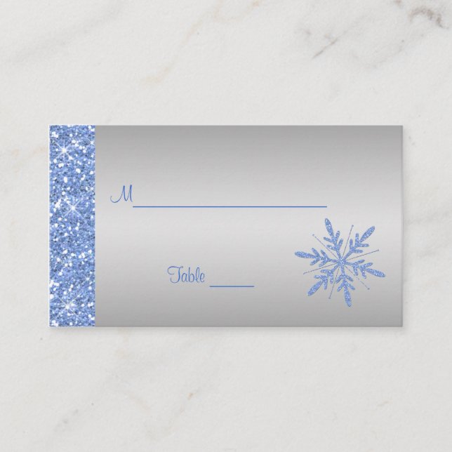 Cartes de placement Glittery Blue and Silver Snowf (Devant)