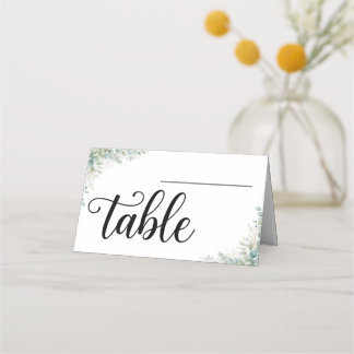 Cartes de Placement Mariage Pliées Vert Sauge Euca